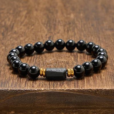 FREE Today: Protection and Transformation Black Obsidian Black Tourmaline Minimalist Round Bead Bracelet - Black Obsidian&Black Tourmaline (Raw elongated form · size varies) - 8mm (Wrist Circumference: 15-16cm) - image 8