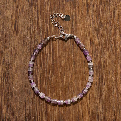 Buddha Stones Amethyst Tiger's Eye Rose Quartz Blue Spot Jasper Black Obsidian Calm Flat Bead Bracelet - image 1