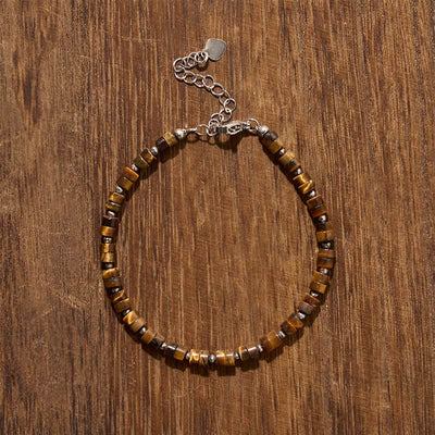 Buddha Stones Amethyst Tiger's Eye Rose Quartz Blue Spot Jasper Black Obsidian Calm Flat Bead Bracelet - image 6