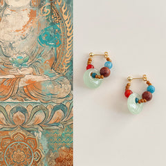 Buddha Stones Handmade Red Agate Aquamarine Black Rosewood Liuli Confidence Earrings - Red Agate(Copper Plated With 925 Sterling Silver Posts) - image 0