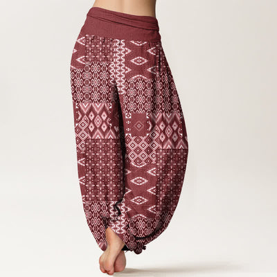 Buddha Stones Pure Cotton Bohemian Geometric Patchwork Pattern Women's Elastic Waist Harem Pants - image 6