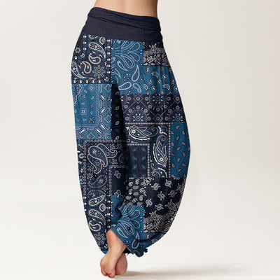 Buddha Stones Pure Cotton Elegant Paisley Pattern Women's Elastic Waist Harem Pants - image 1