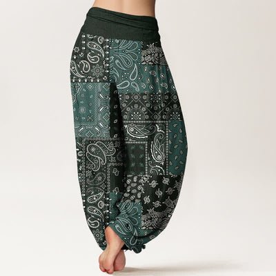 Buddha Stones Pure Cotton Elegant Paisley Pattern Women's Elastic Waist Harem Pants - image 6