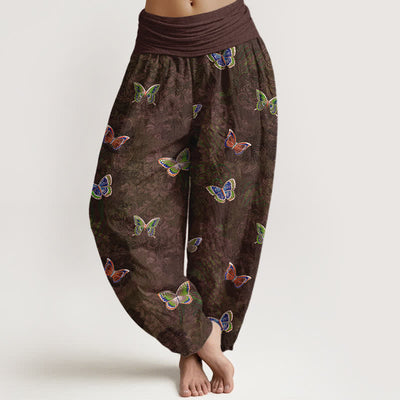 Buddha Stones Pure Cotton Butterfly Vine Pattern Women's Elastic Waist Harem Pants - SaddleBrown - US16，UK/AU20，EU48 (3XL) - image 8