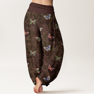 Buddha Stones Pure Cotton Butterfly Vine Pattern Women's Elastic Waist Harem Pants - image 9