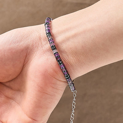 Buddha Stones Natural Lapis Lazuli Amethyst Frosted Stone Protective Bead Bracelet - image 8
