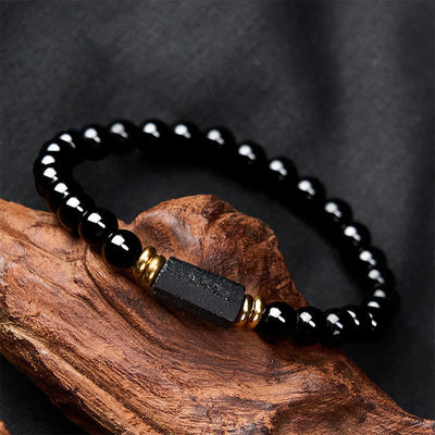 FREE Today: Protection and Transformation Black Obsidian Black Tourmaline Minimalist Round Bead Bracelet - image 3