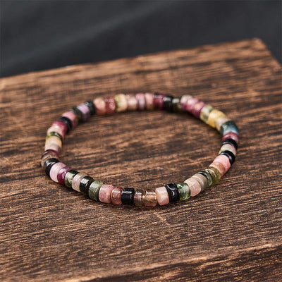 Buddha Stones Multicolor Tourmaline Protection Faceted Tablet Bead Bracelet - image 2