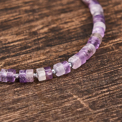 Buddha Stones Amethyst Tiger's Eye Rose Quartz Blue Spot Jasper Black Obsidian Calm Flat Bead Bracelet - image 2