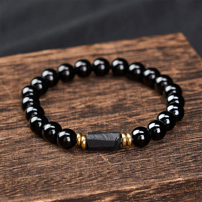 FREE Today: Protection and Transformation Black Obsidian Black Tourmaline Minimalist Round Bead Bracelet - image 9