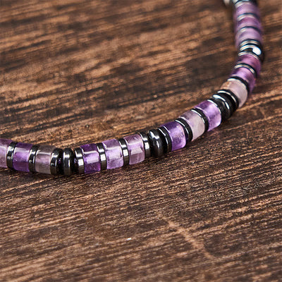 Buddha Stones Natural Lapis Lazuli Amethyst Frosted Stone Protective Bead Bracelet - image 7