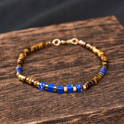 FREE Today: Serenity and Courage Lapis Lazuli Tiger Eye Square Beaded Bracelet - image 1