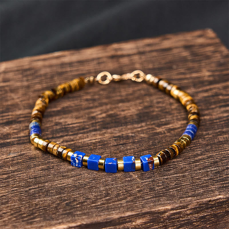 FREE Today: Serenity and Courage Lapis Lazuli Tiger Eye Square Beaded Bracelet - image 1