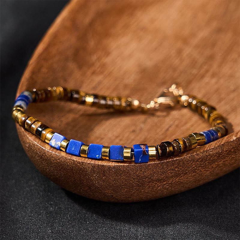 FREE Today: Serenity and Courage Lapis Lazuli Tiger Eye Square Beaded Bracelet - image 2