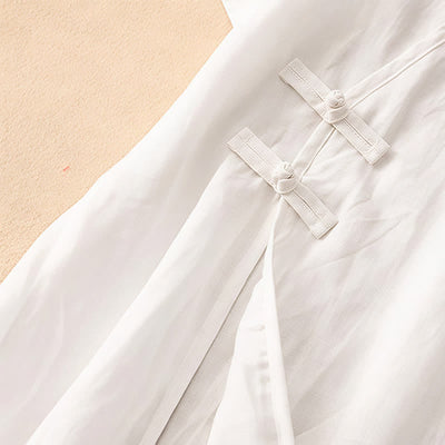 Buddha Stones Summer V-Neck Frog-Button Short Sleeve Women's Midi Dress - image 11