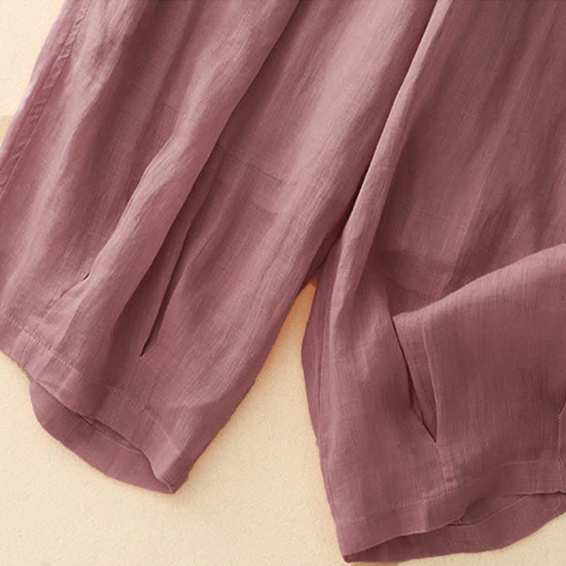 Buddha Stones Casual Loose Double Layer 7-8 Length Cropped Pants Women's Pants With Pockets - image 20