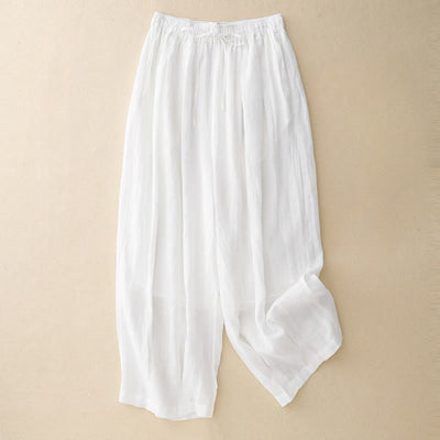 Buddha Stones Casual Loose Double Layer 7-8 Length Cropped Pants Women's Pants With Pockets - White - US14，UK/AU18，EU46 (2XL) - image 11