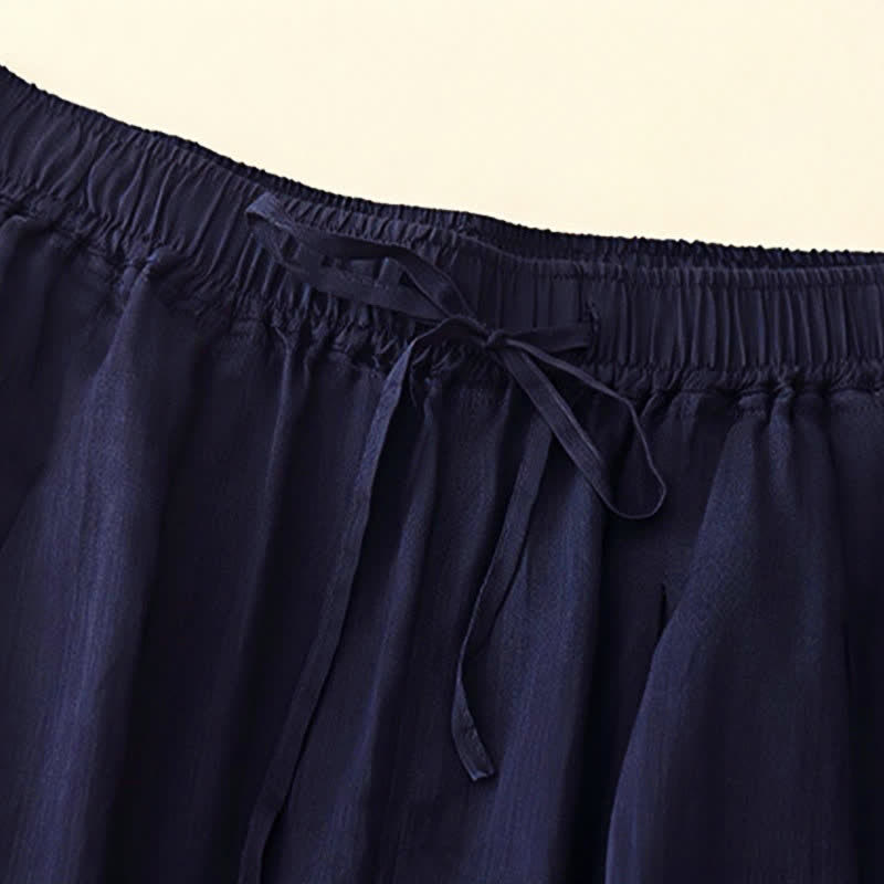 Buddha Stones Casual Loose Double Layer 7-8 Length Cropped Pants Women's Pants With Pockets - image 7