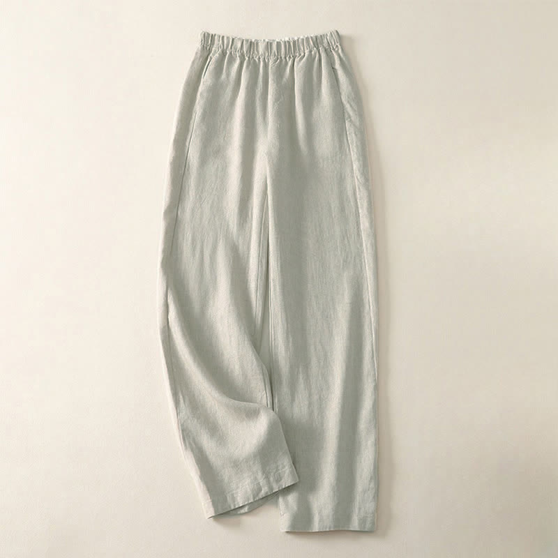 Buddha Stones Daily Plain Simple Design Women's Pants With Pockets - Beige - US8-10，UK/AU12-14，EU40-42 (2XL) - image 0