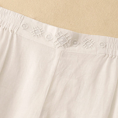 Buddha Stones Geometric Embroidery Elastic Waist Women's Wide Leg Pants With Pockets - image 21