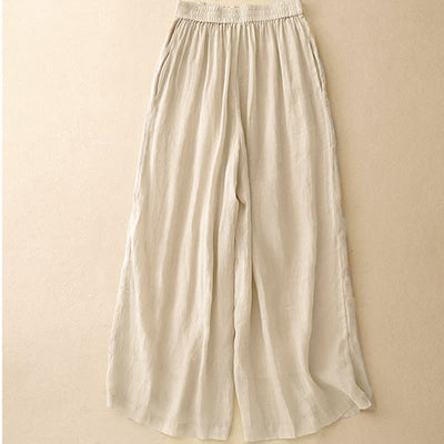 Buddha Stones Geometric Embroidery Elastic Waist Women's Wide Leg Pants With Pockets - image 12