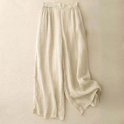 Buddha Stones Geometric Embroidery Elastic Waist Women's Wide Leg Pants With Pockets - Beige - US12，UK/AU16，EU44 (2XL) - image 11