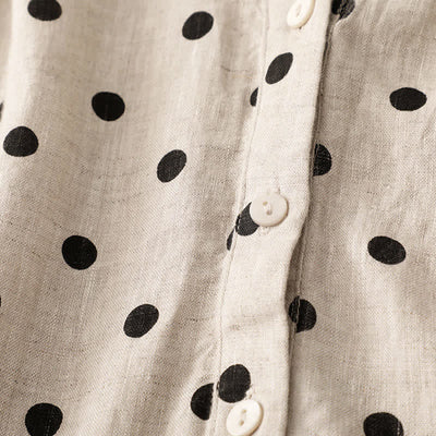 Buddha Stones Summer Polka Dot V-Neck Lace-up Women's Knee Length Dress With Pockets - image 11