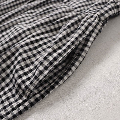 Buddha Stones Long Sleeve Plaid Simple Buttons Ruffled Design Midi Dress With Pockets - image 13