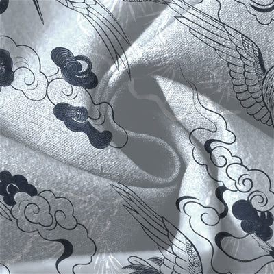 Buddha Stones Pure Cotton Crane Cloud Pattern Drawstring Men's Tapered Pants With Pockets - image 6