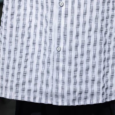 Buddha Stones Fall Casual Minimalist Button-Up Striped Men's Long Sleeve Shirts - image 22