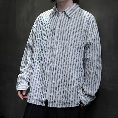 Buddha Stones Fall Casual Minimalist Button-Up Striped Men's Long Sleeve Shirts - image 16