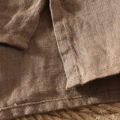 Buddha Stones Summer Casual Tang Style Mandarin Collar Solid Linen Men's Short Sleeve Shirts With Patch Pocket - image 6