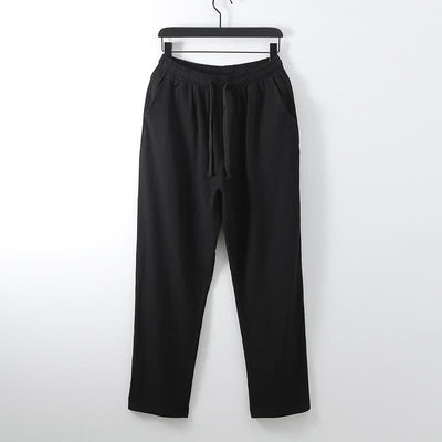 Buddha Stones 2Pcs Spring Solid Ramie V-Neck Kimono Drawstring Pants Men's Meditation Cloth With Pockets - image 5