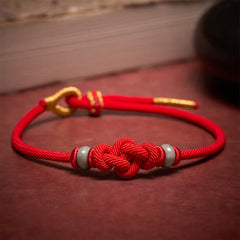 Buddha Stones Red String Ruyi Knot Protection Bracelet - Red String - image 0