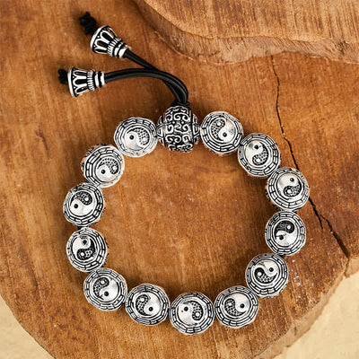 Buddha Stones Copper Bagua Yin Yang Harmony Round Bead Bracelet - image 3