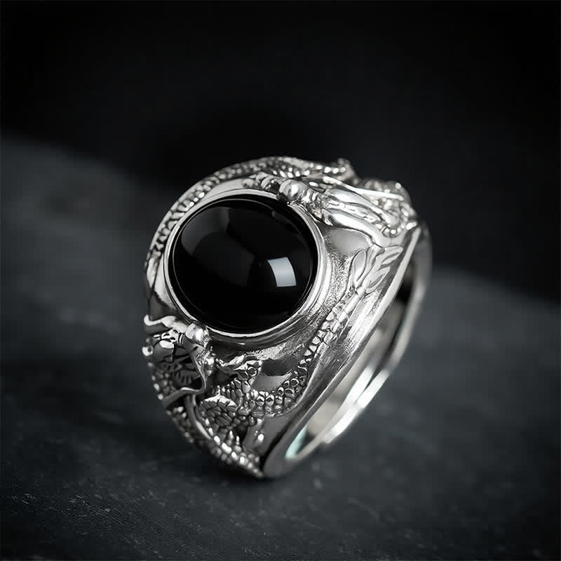 FREE Today: Purification and Fulfillment Black Obsidian Dragon Open Ring - image 1