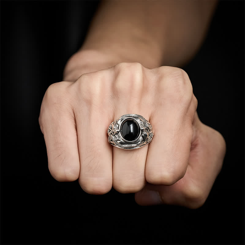 FREE Today: Purification and Fulfillment Black Obsidian Dragon Open Ring - image 3