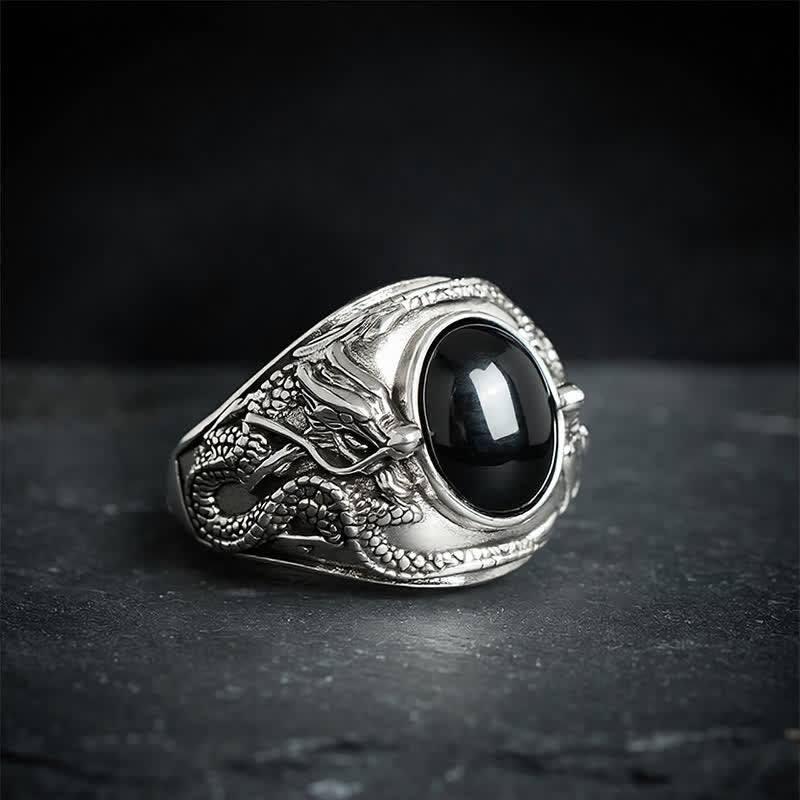 FREE Today: Purification and Fulfillment Black Obsidian Dragon Open Ring - Dragon(Strength ♥ Power) - image 0