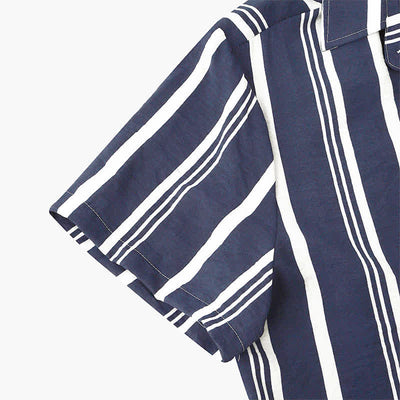 Buddha Stones Summer Casual Classic Button-Up Vertical Striped Men's Short Sleeve Shirts - image 9