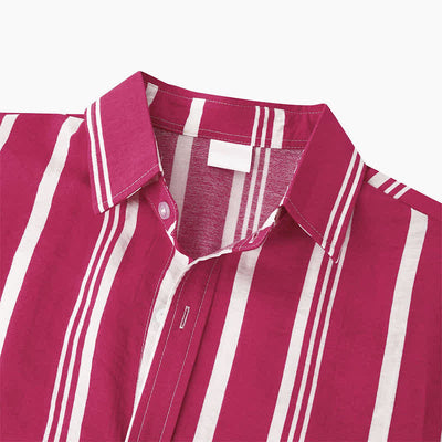Buddha Stones Summer Casual Classic Button-Up Vertical Striped Men's Short Sleeve Shirts - image 24