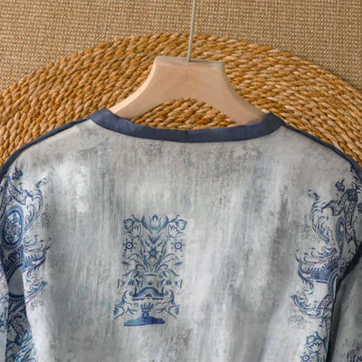 Buddha Stones Summer Casual Vintage Button-Up Floral Women's Long Sleeve Shirts With Pocket - image 3