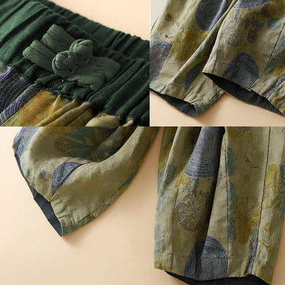 Buddha Stones Retro Casual Chinese Frog-Button Design Women's Harem Pants With Pockets - image 7
