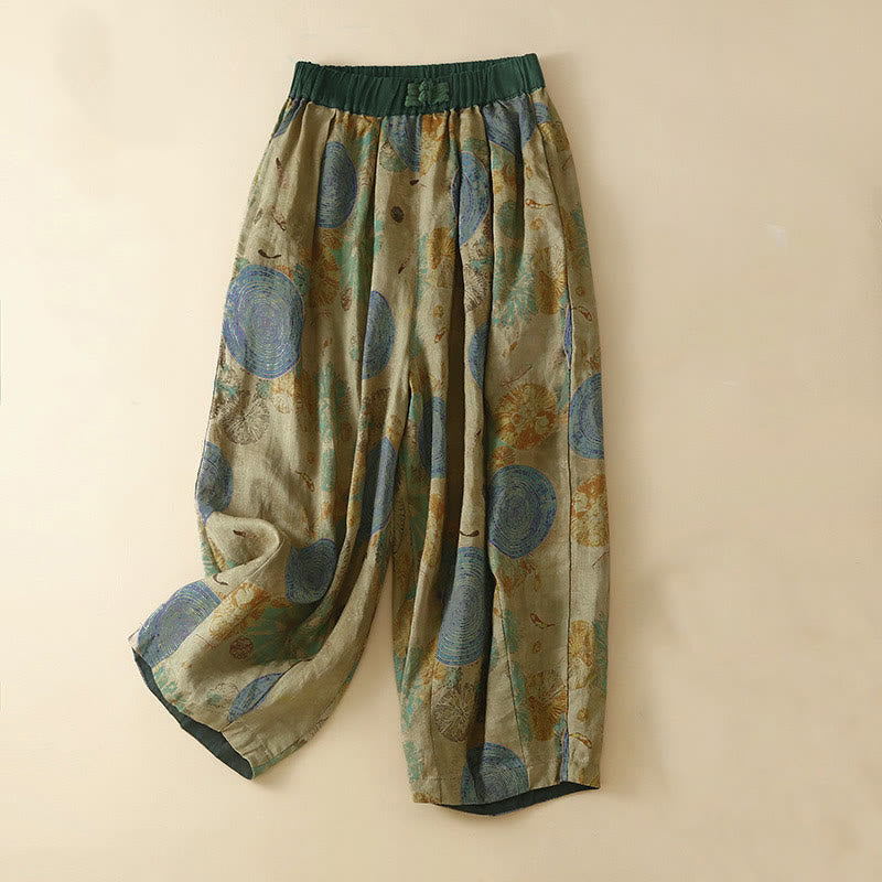 Buddha Stones Retro Casual Chinese Frog-Button Design Women's Harem Pants With Pockets - SteelBlue - US8-10，UK/AU12-14，EU40-42 (2XL) - image 8