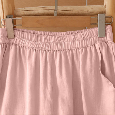 Buddha Stones Summer Casual Minimalist Geometric Hollow Hem Ankle Pants Women's Wide Leg Pants With Pockets - image 17