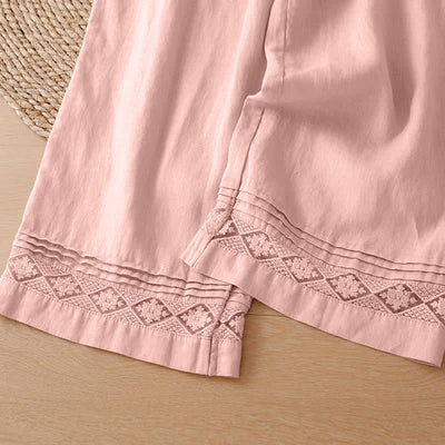 Buddha Stones Summer Casual Minimalist Geometric Hollow Hem Ankle Pants Women's Wide Leg Pants With Pockets - image 21