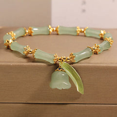 Buddha Stones Green Aventurine Bamboo Luck Growth Lily of the Valley Charm Bracelet - Bamboo(Strength ♥ Flexibility) - 5.91-6.29  in / 15-16cm - image 0