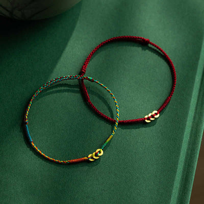 Buddha Stones Copper Coins Hand-Woven Red Multicolor String Luck Bracelet - image 15