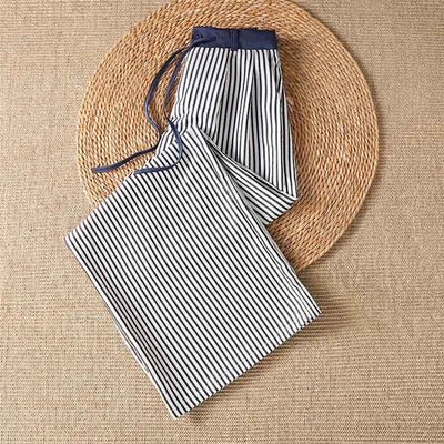 Buddha Stones Summer Casual Drawstring Striped Long Pants Women's Wide Leg Pants With Pocket - image 2