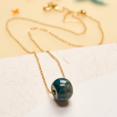Buddha Stones Natural Agate Peace Buckle Generosity Pendant Copper 925 Sterling Silver Chain Necklace - image 3