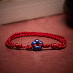 Buddha Stones Hand-Woven Flower Lapis Lazuli Red String Luck Bracelet - Lapis Lazuli(Wrist Circumference: 5.51-7.48 in / 14-19cm) - image 0